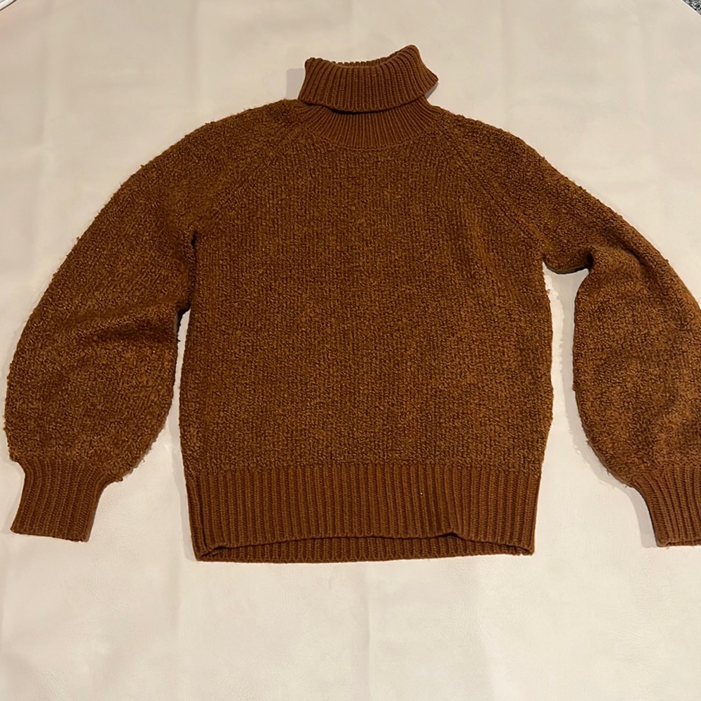 Who What Wear Terracotta boucle turtleneck sweater